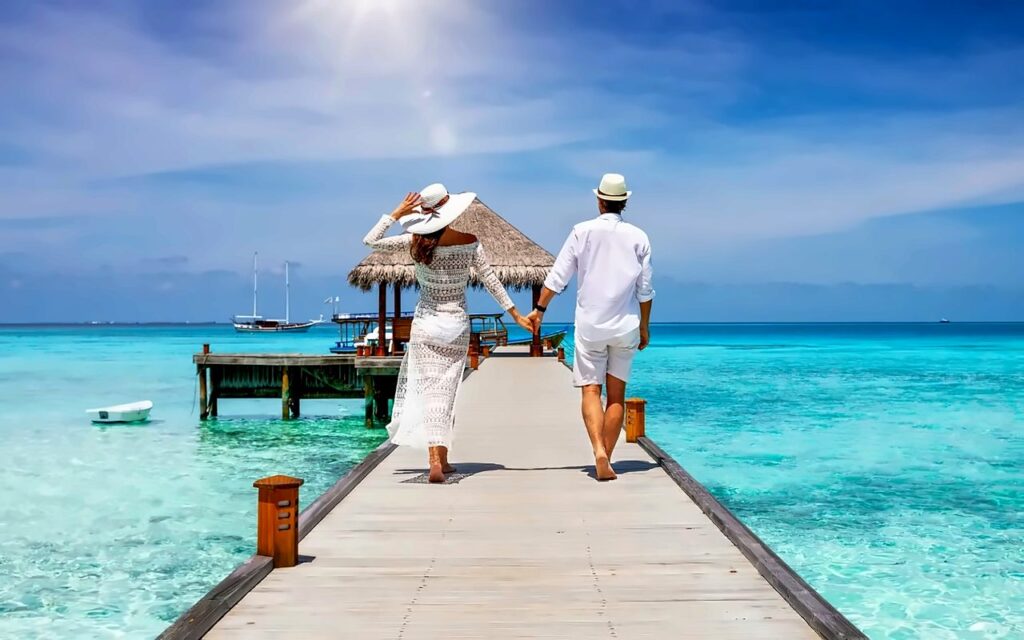 Couple-friendly white sand beach on the Kenyan coast